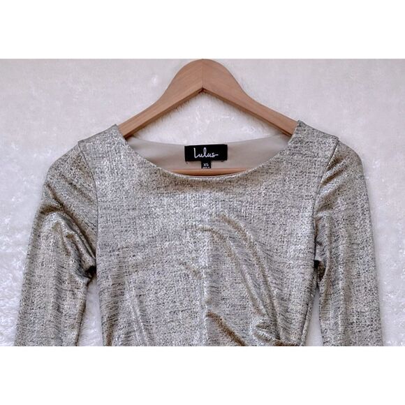 Lulus Luxe of My Life Gold Long Sleeve Dress, Size XS - Picture 9 of 14